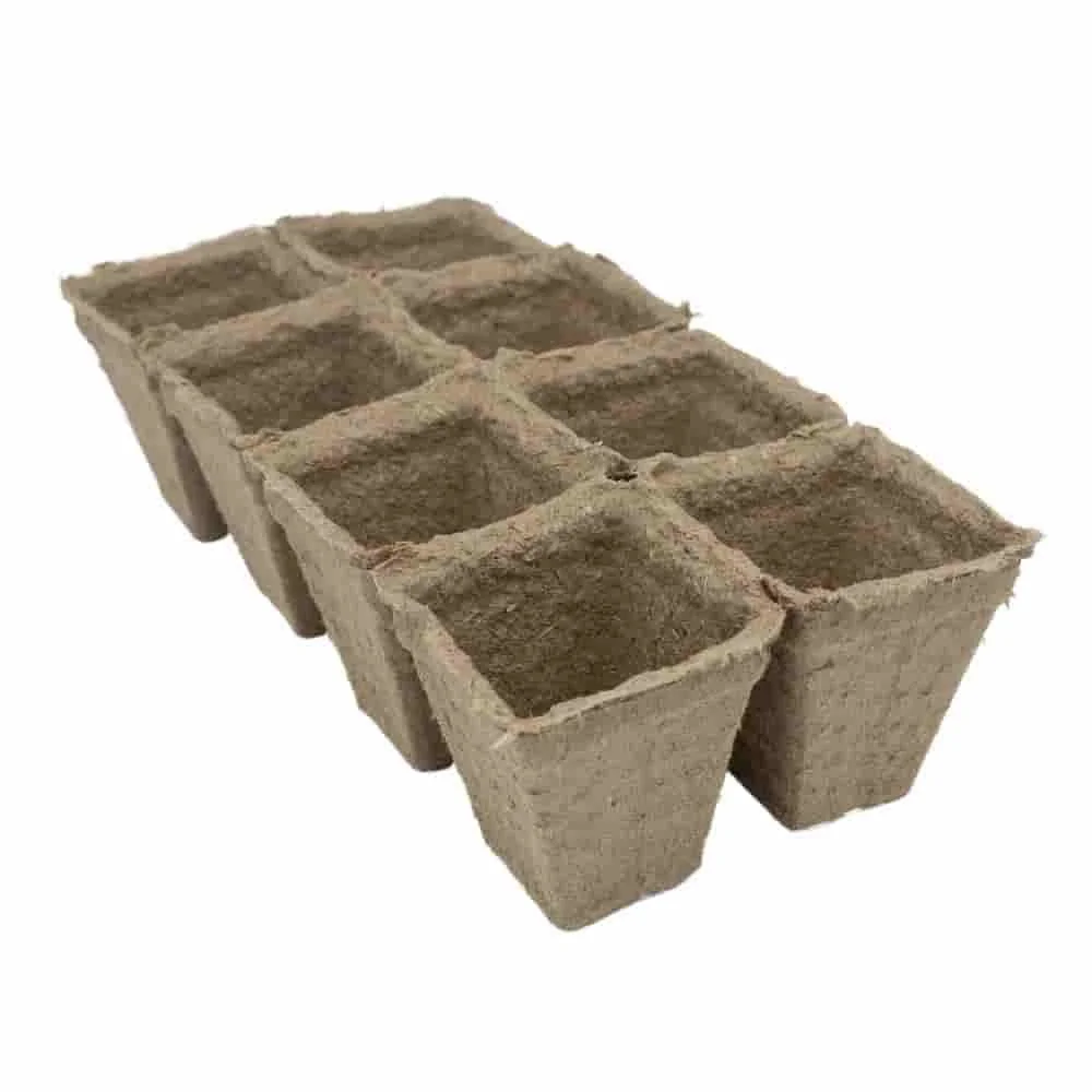 Anzuchtplatten 10 Stück, 6x6 cm, kompostierbar, 8 eckige Töpfe