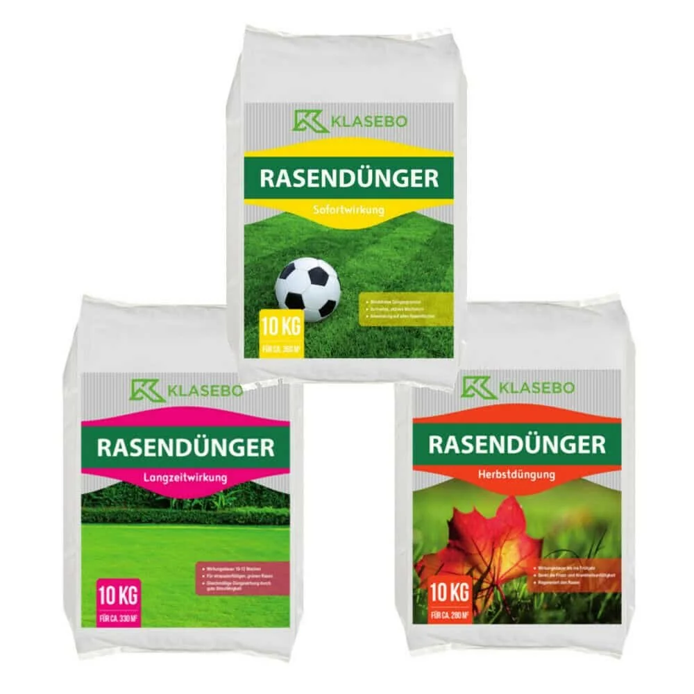 Frühjahr+Sommer+Herbst Rasendünger Paket (10kg Sofort+10kg Langzeit+10kg Herbst)