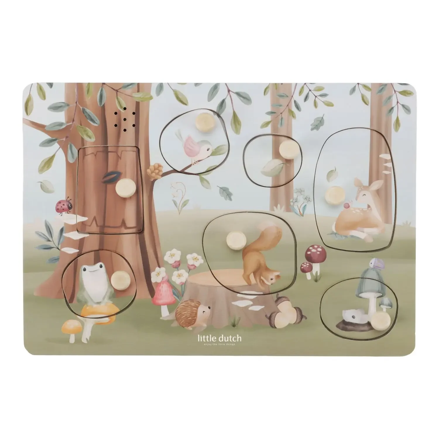 Little Dutch Holzpuzzle, Steckpuzzle, Sound Puzzle - Forest Friends, Blau