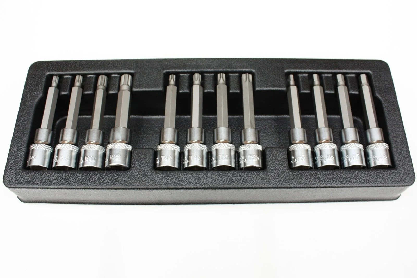 Bit Set, Stecknuss Set, 12-teilig, H5-H8, T40-T55, M6-M12, S2 Stahl, Industriequalität