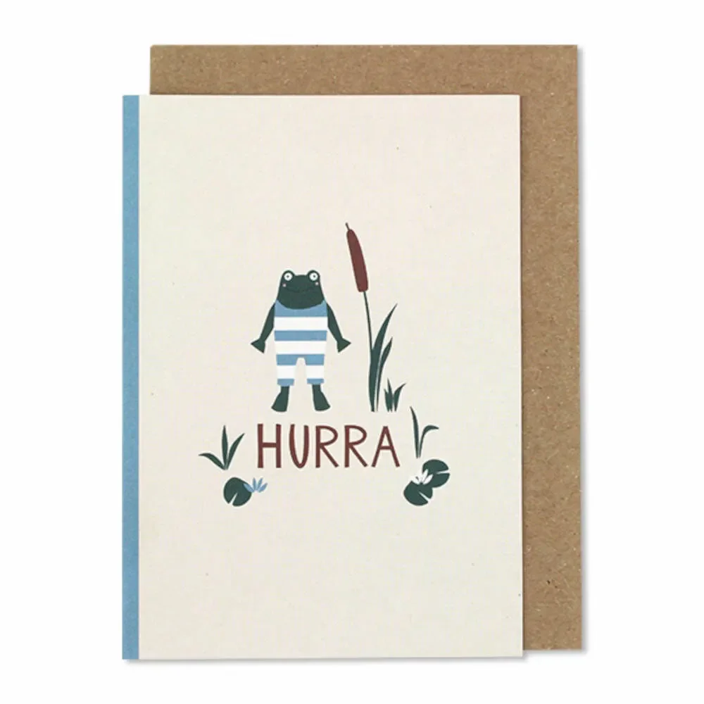 Ava & Yves Klappkarte Geburt Frosch "Hurra Junge"