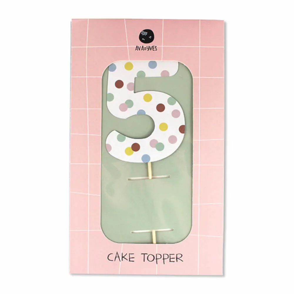 Ava & Yves Cake Topper Zahl "5"