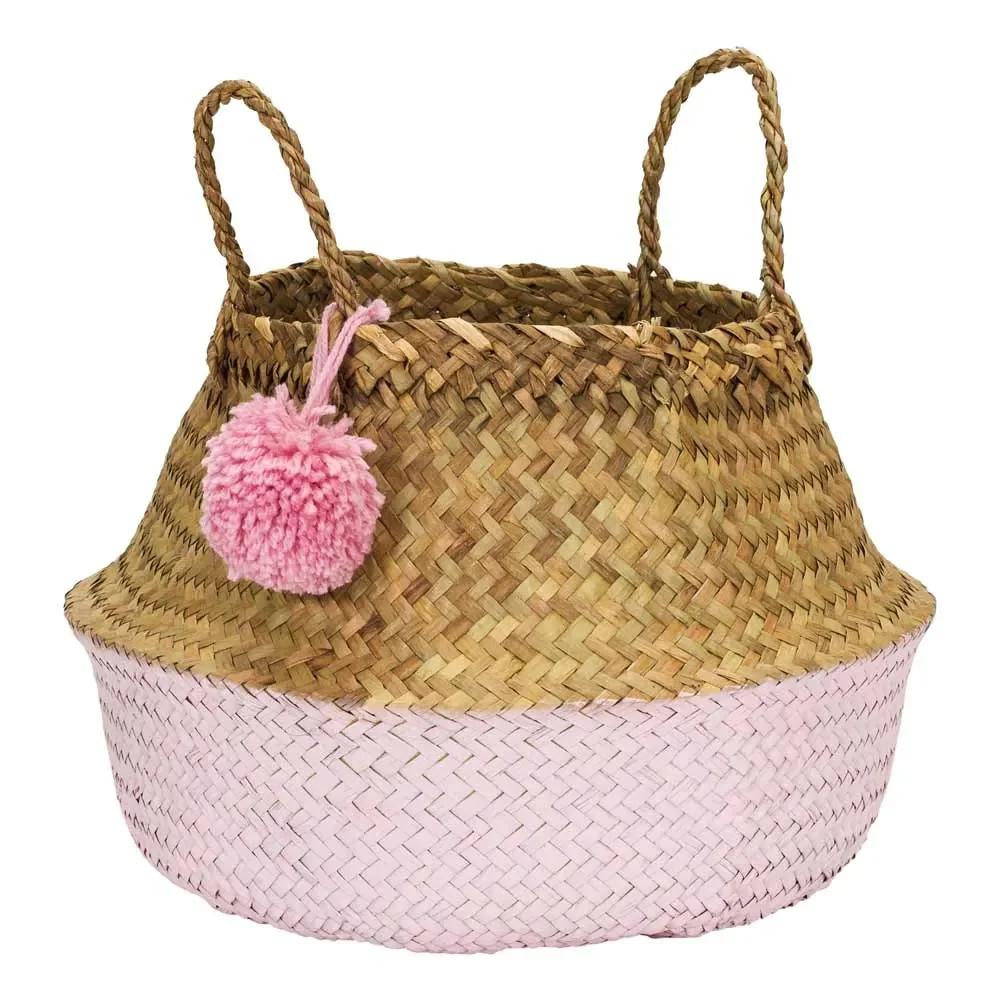 Kidsdepot Aufbewahrungskorb rund Seegras klein rosa
