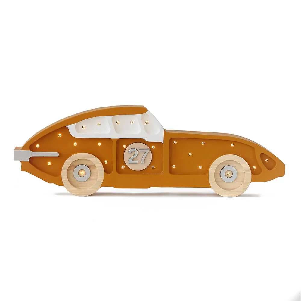 little lights Led Deko Kinderlampe Rennwagen senfgelb