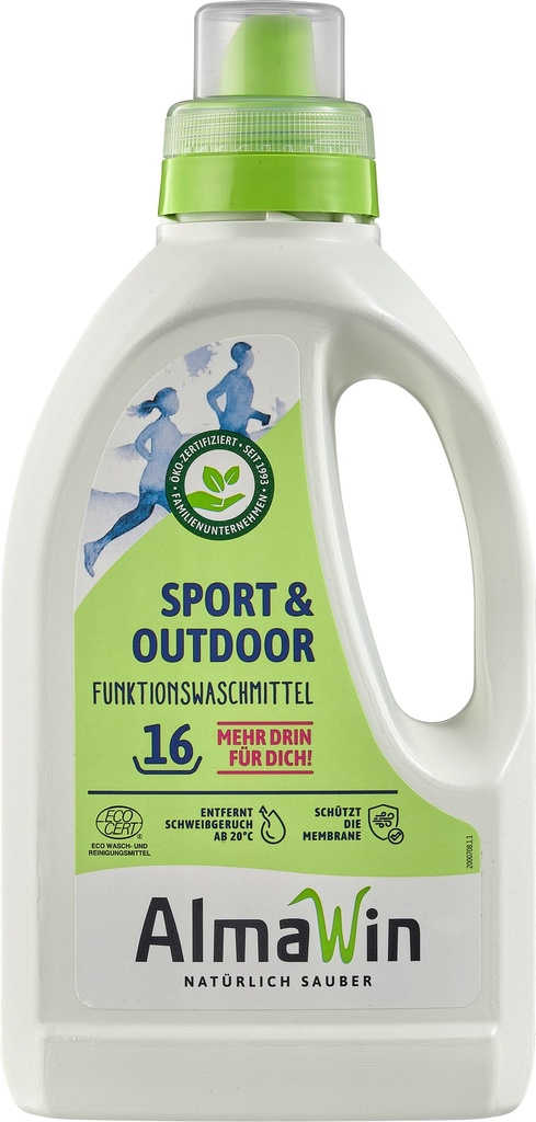 ALMAWIN Sport + Outdoor Flüssigwaschmittel 750 ml für ca. 16 Waschgänge