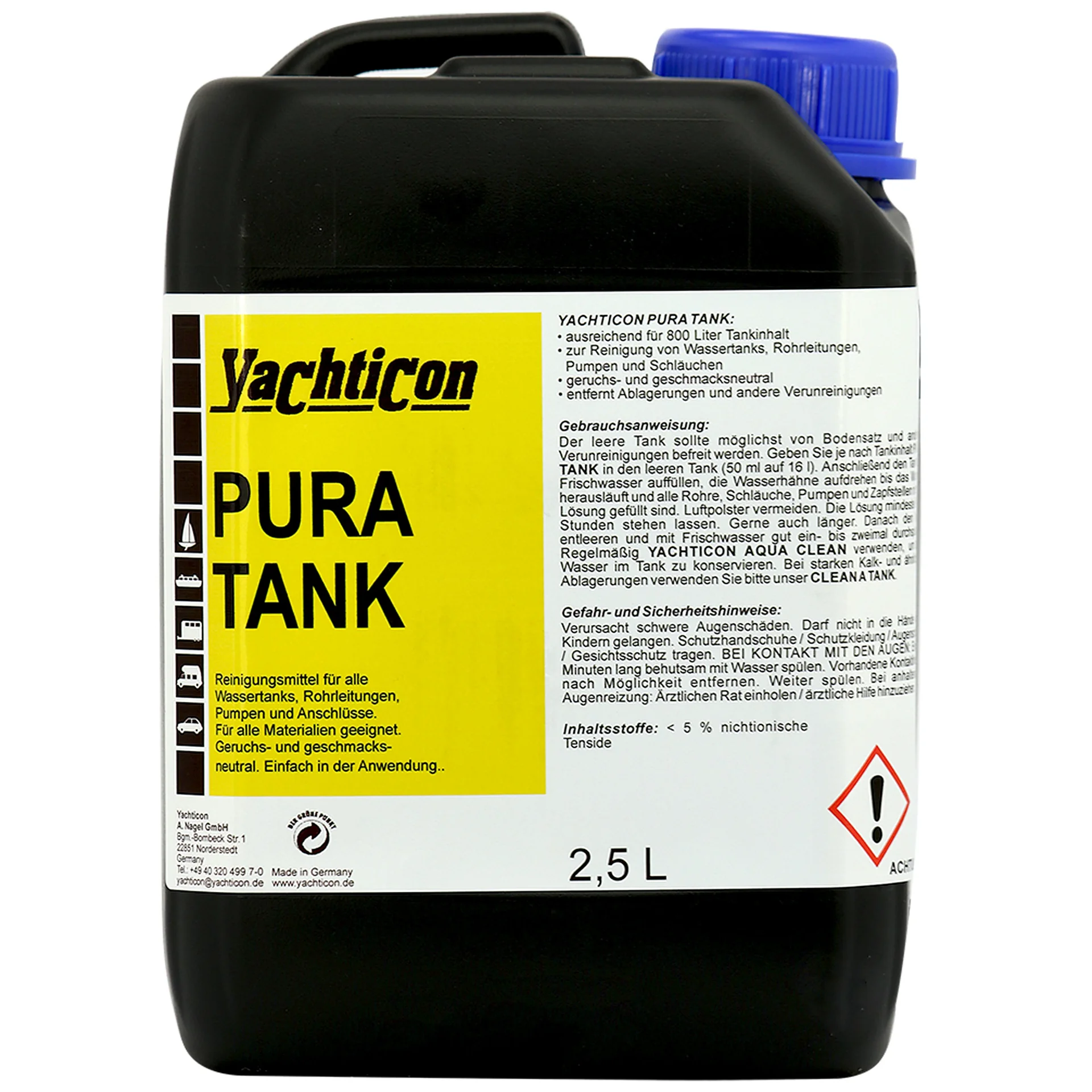 YACHTICON Pura Tank ohne Chlor 2,5 Liter Trinkwasserreiniger
