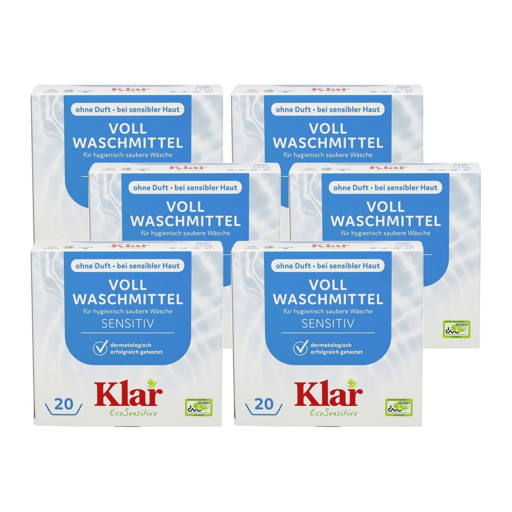 KLAR Vollwaschmittel Pulver 6 x 1,1 kg