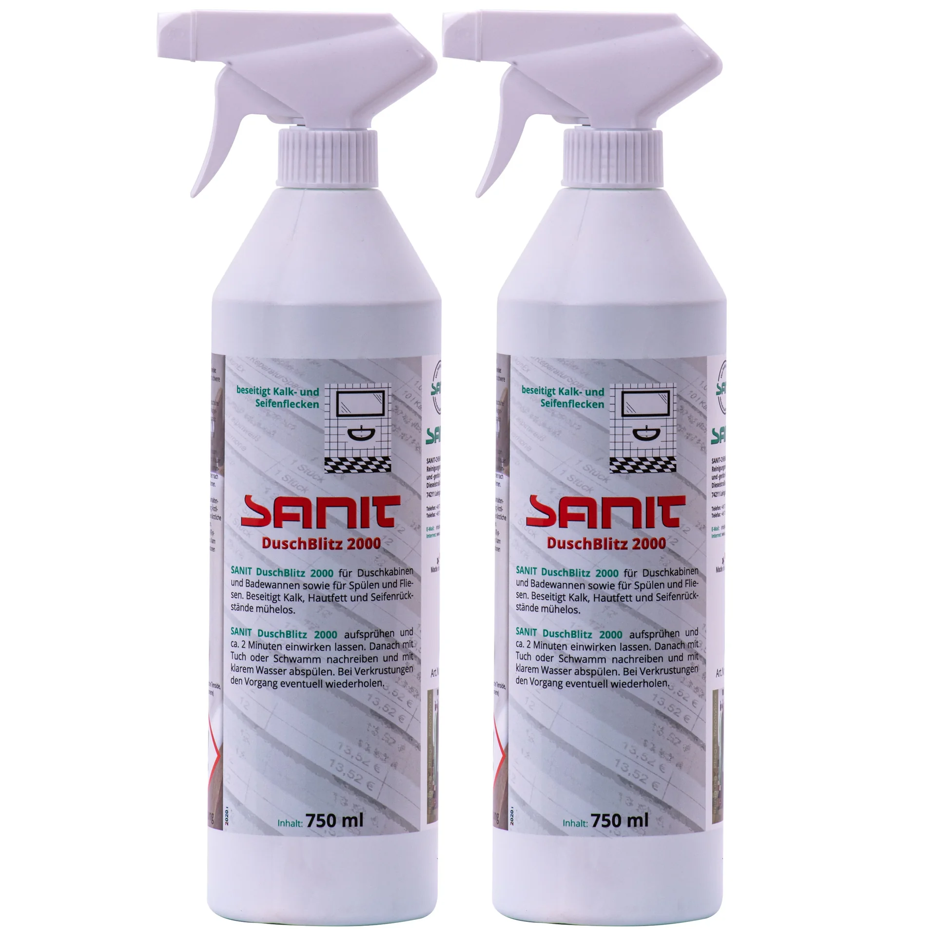 SANIT DuschBlitz 2000 - 2 x 750 ml Sprüfflasche