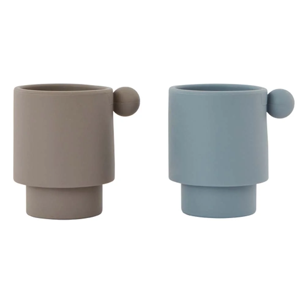 OyOy Kinder Becher-Set Tiny Inka Silikon hellblau grau