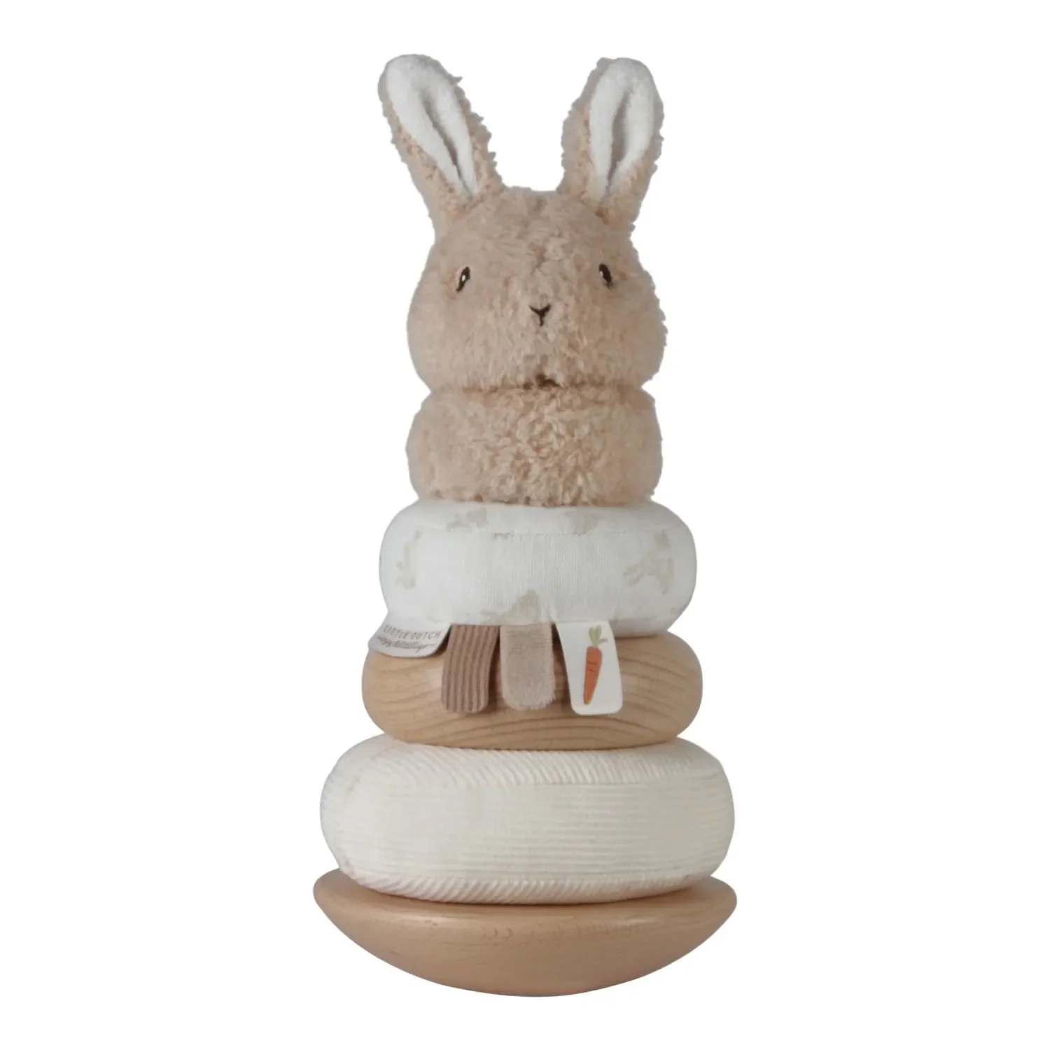 Little Dutch Stapelturm mit Ringen Baby Bunny - Motorikspielzeug aus Holz für Kleinkinder, 11x11x26