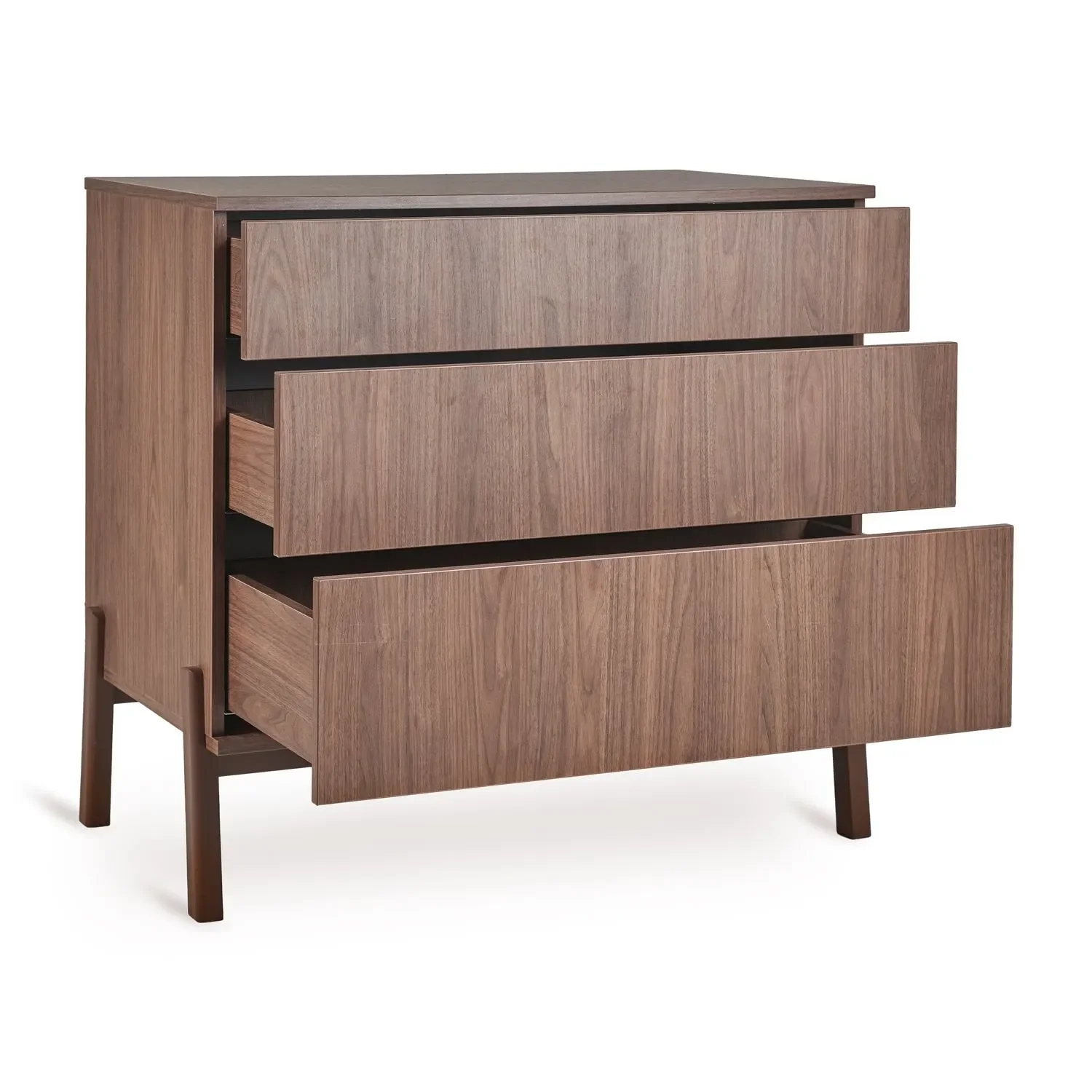 Quax Ashi Kommode | Wickelkommode mit 3 Schubladen & Push-to-Open-System | Modernes Design für Babyzimmer, Farbe: Kastanie