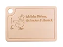 Schneidebrett mit Eierloch "Ich liebe Hühner"