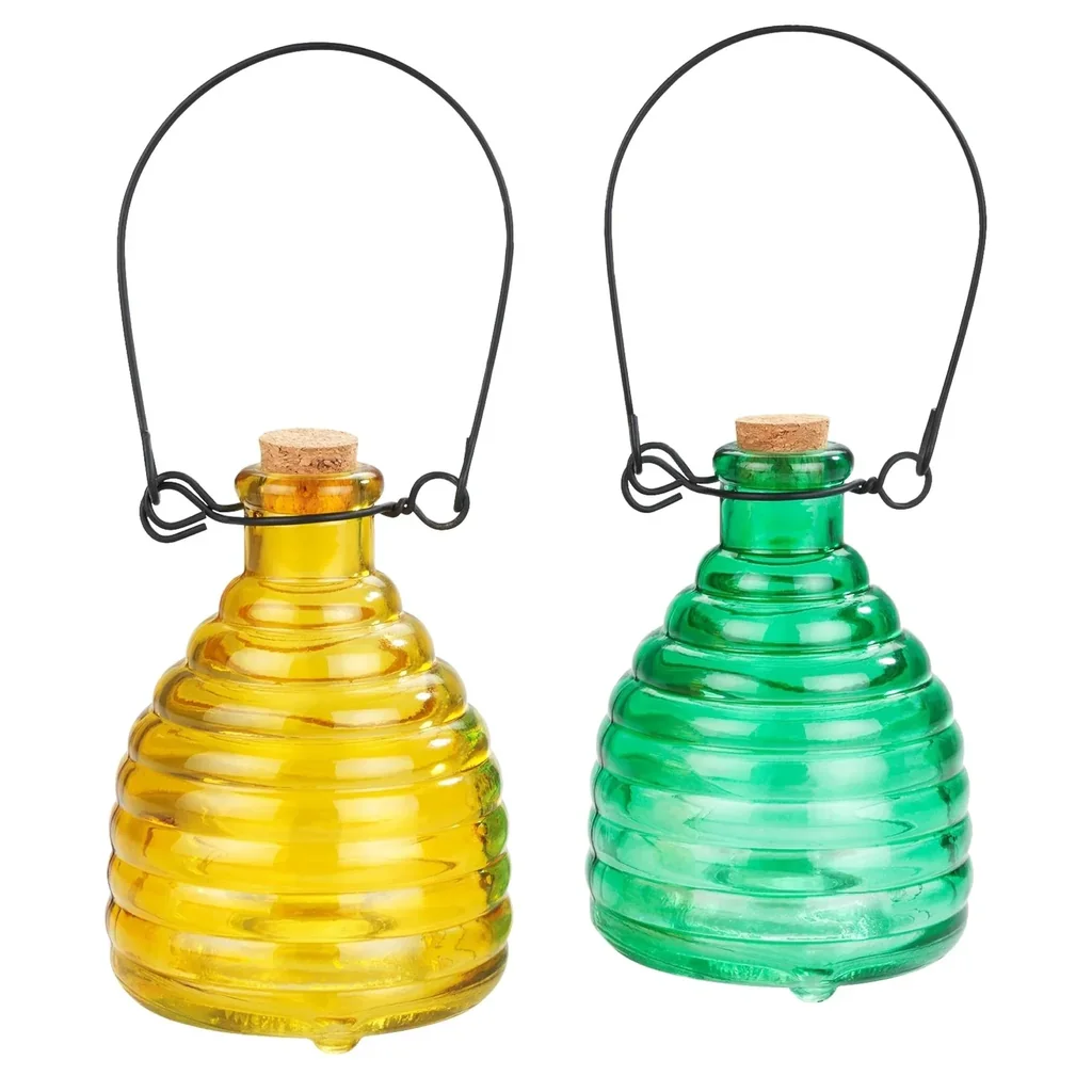 Wespenfalle aus Glas, farbig, 2 Stück