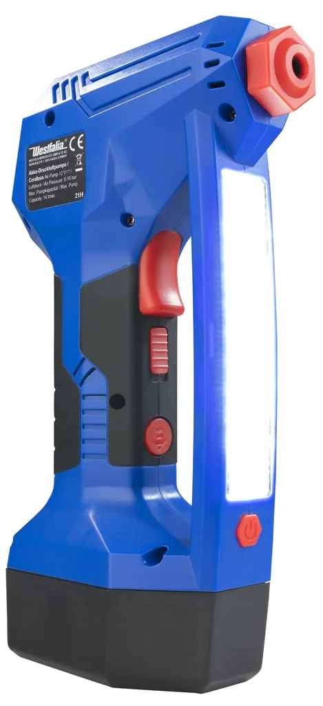 12 Volt Akku Druckluftpumpe - mit Arbeits- und Warnleuchte - "Hybrid"