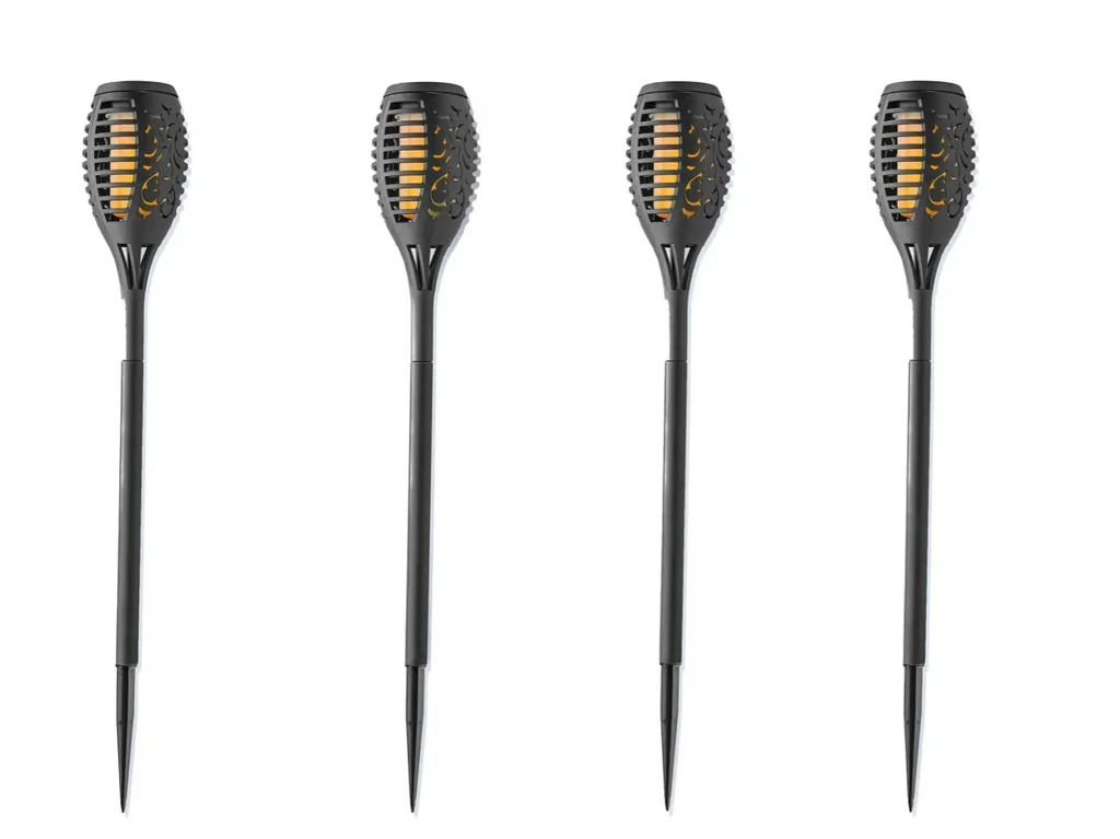 Solar-Gartenstecker "Flame" mit Befestigungshalterung, 4er-Set