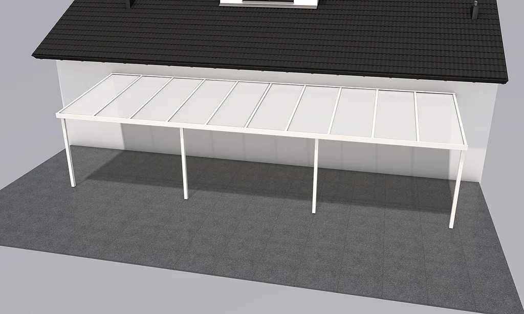 Terrassendach Premium, weiß, 10140 x 3060 mm - Klima blue