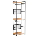 Garderobeständer Mantelgestell Kleiderständer Kleidung Hüte Taschen Schuhe Multifunktion Schwarz+Natur 60 x 40 x 190 cm
