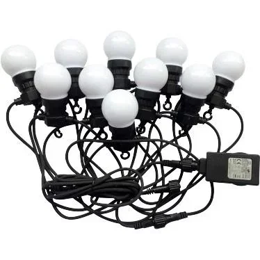 LED-Kabel 10 Meter mit Stecker, inkl. 20x 0,5W LED-Birnen, 6000K Tageslichtweiß, 600 Lumen, IP44