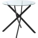 Beistelltisch mit Sicherheitsglas runder Couchtisch Kaffeetisch Glastisch für Wohnzimmer Schlafzimmer Metall Schwarz 80