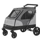 Hundebuggy Hundewagen mit 4 Räder Haustierbuggy für mittelgroße Hunde faltbar Oxford Grau 104,5 x 68,5 x 110 cm