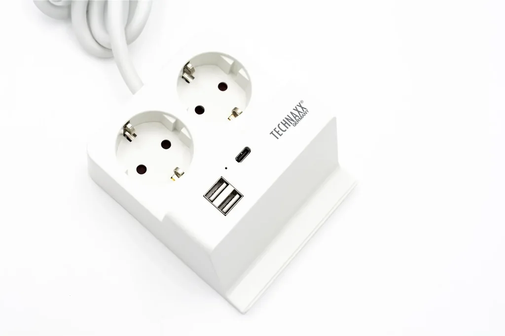 Tischsteckdose mit USB-A und Smartphone Ablage, 2-fach