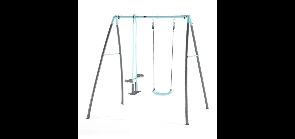 Premium Metall Schaukelset mit Nebelsprühfunktion, Outdoor-Schaukelset, Kinder, Einzelschaukel, Tellerwippe