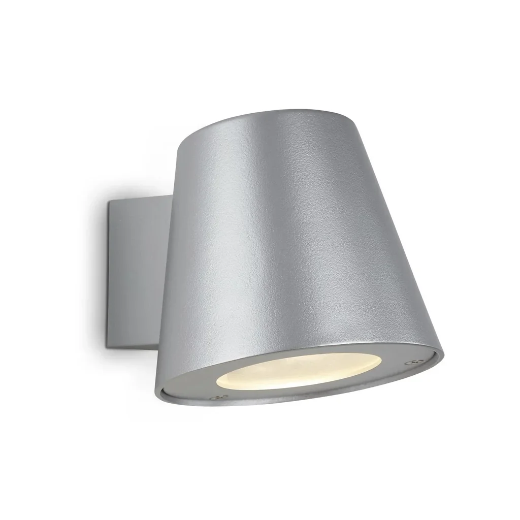 LED Außenleuchte, 1-flammig, IP44, GU10 Fassung, Metall-Glas, silberfarbig, 4,9 Watt, 460 lm, 4.000 K