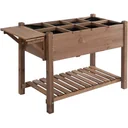 Hochbeet Pflanzkasten mit 8 geteilten Gittern faltbare Ablage Blumenkasten Blumentopf Kräuterbeet Massivholz Braun 123 x