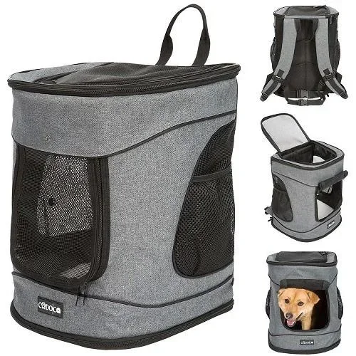 Haustier-Rucksack mit Klappe, Taschen, Gürtel und Bund
