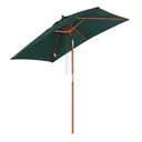 Sonnenschirm Knickbarer Gartenschirm Strandschirm 3-stufig einstellbar Tannenholz+Polyester Grün 200 x 150 x 230 cm
