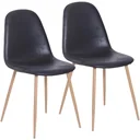 2er-Set Esszimmerstuhl Küchenstuhl mit Rückenlehne Kunstwildleder Sessel Schwarz