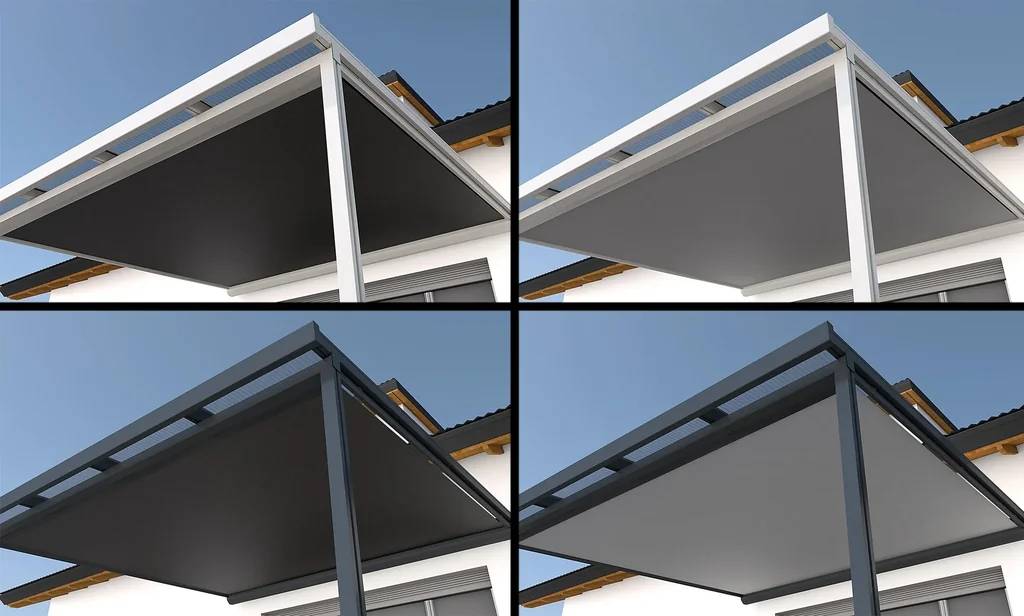 Unterdachmarkise St. Tropez, 4 x 3 m, Farbe anthrazit Stoff 314638, manueller Antrieb