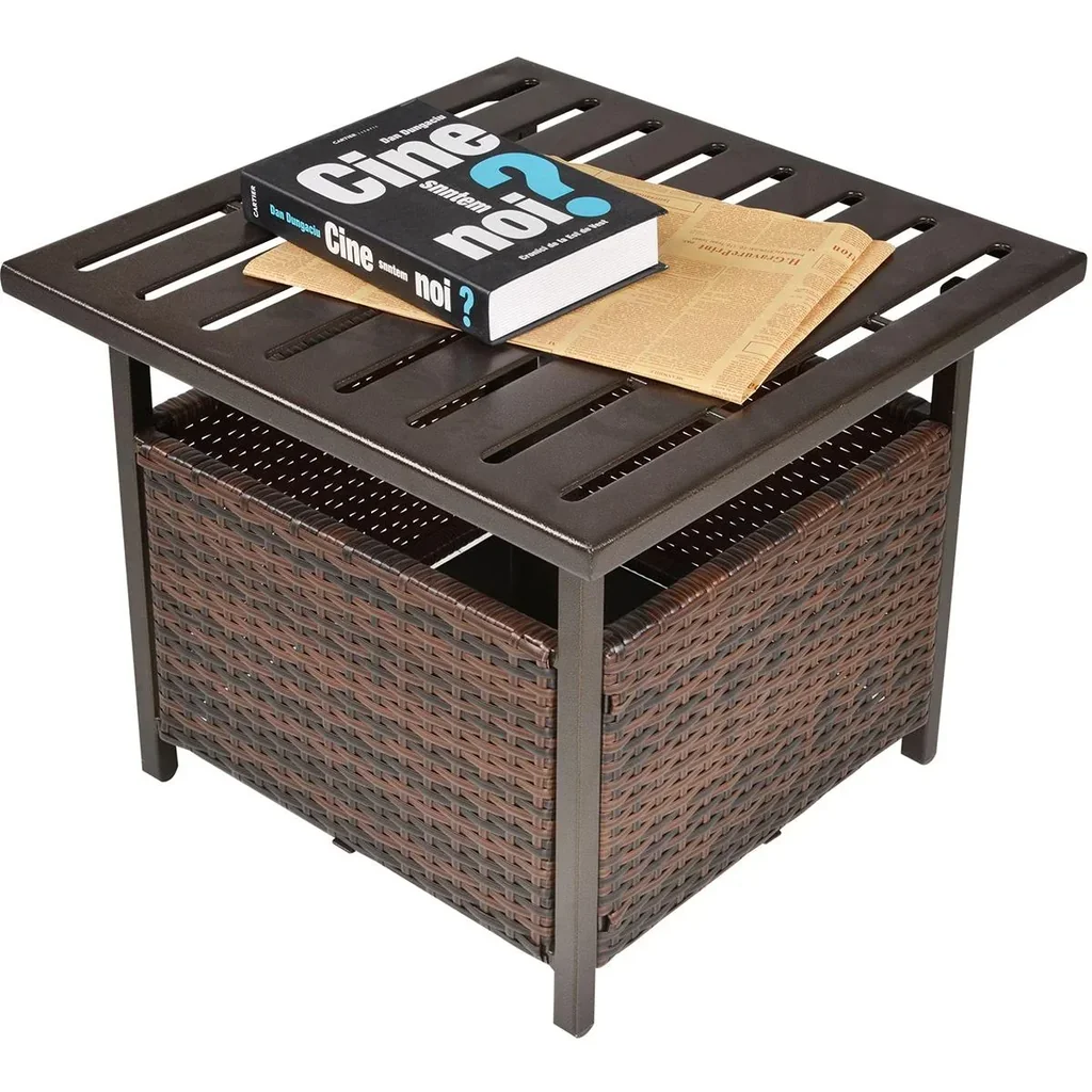 Gartentisch mit Schirmloch braun