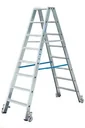 Stufen-Doppelleiter 2 x 4 Stufen Leiter Alu fahrbar
