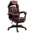 Gaming-Stuhl Bürostuhl Drehstuhl Chefsessel mit Fußstütze Rückenlehne Kissen verstellbar Kunstleder Rot+Schwarz 65x64x11