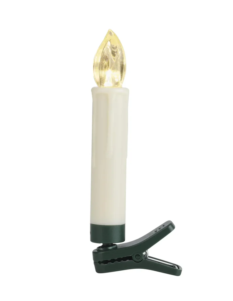 Kabellose LED-Weihnachtsbaumkerzen, Creme-Weiss, batteriebetrieben, mit Clip-Halterung und Fernbedienung, warm-weiß, 16 Stück