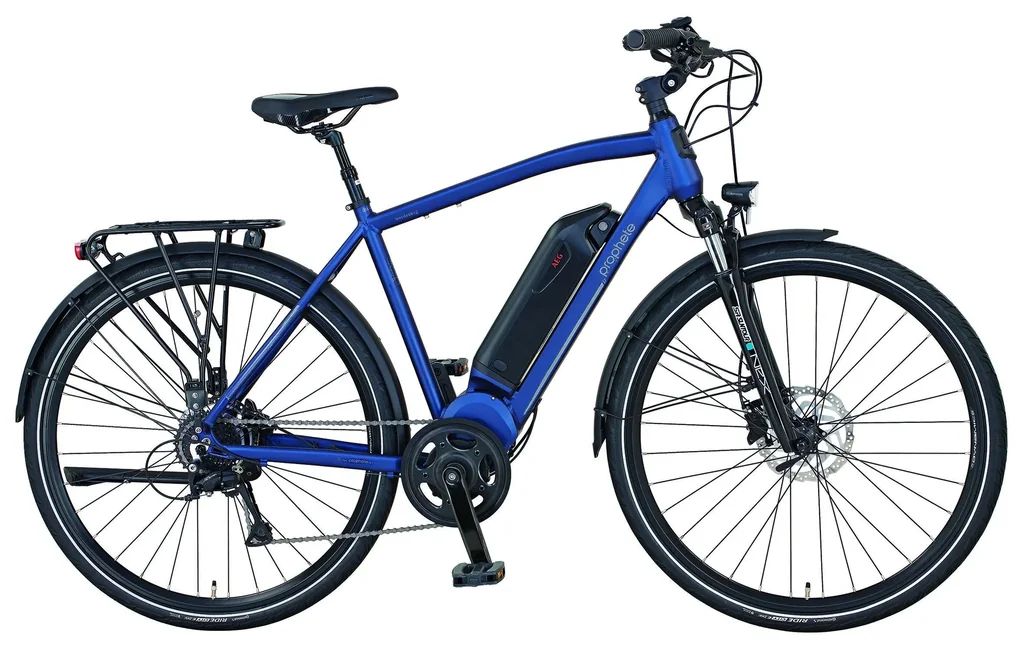Herren Trekking E-Bike, 28 Zoll, Rahmenhöhe 52 cm, 8 - Gang Kettenschaltung, blau, ENTDECKER 21.EMT.10