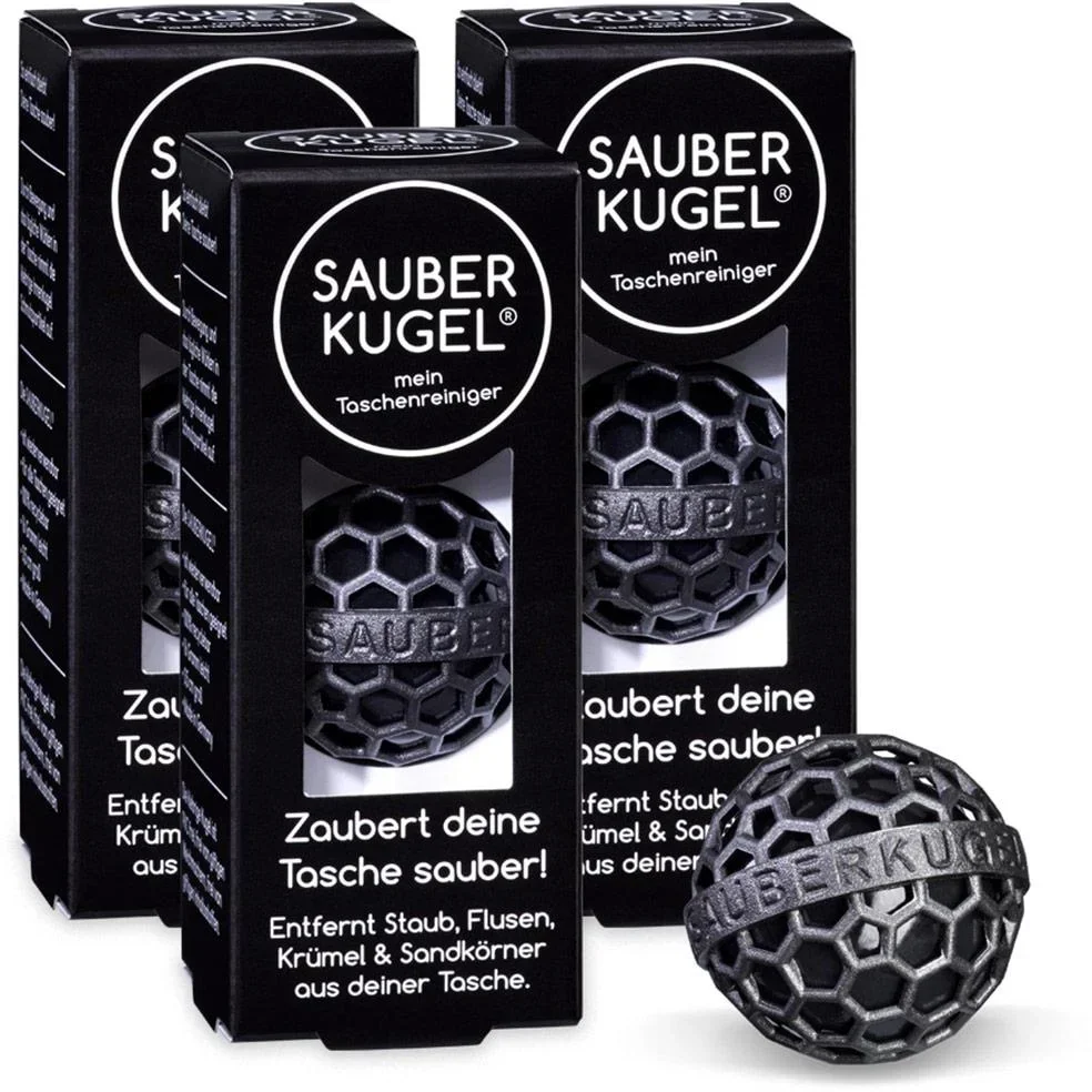 Sauberkugel - Taschenreiniger - Reinigungskugel - Schwarz - Wiederverwendbar - 3er-Pack
