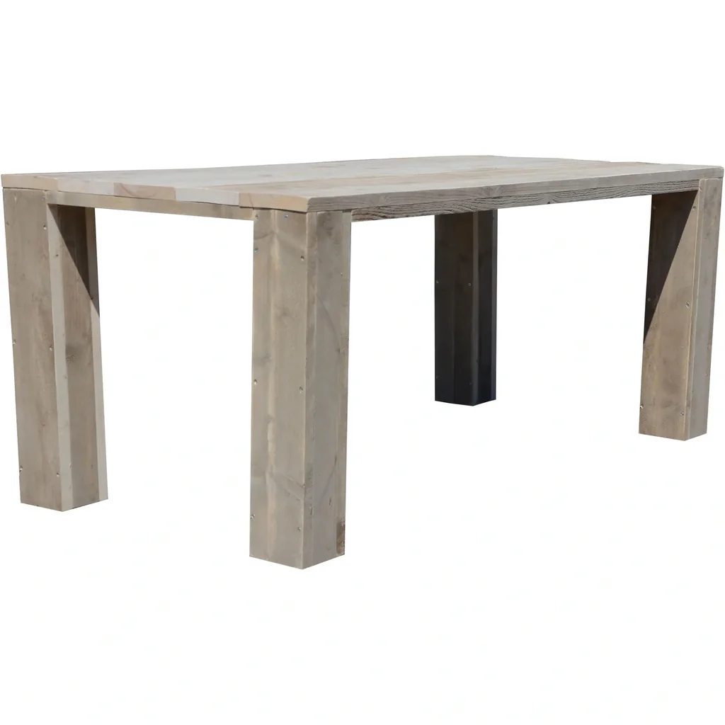 Robuster Gerüstholztisch mit breiten Blockbeinen 150/95 cm