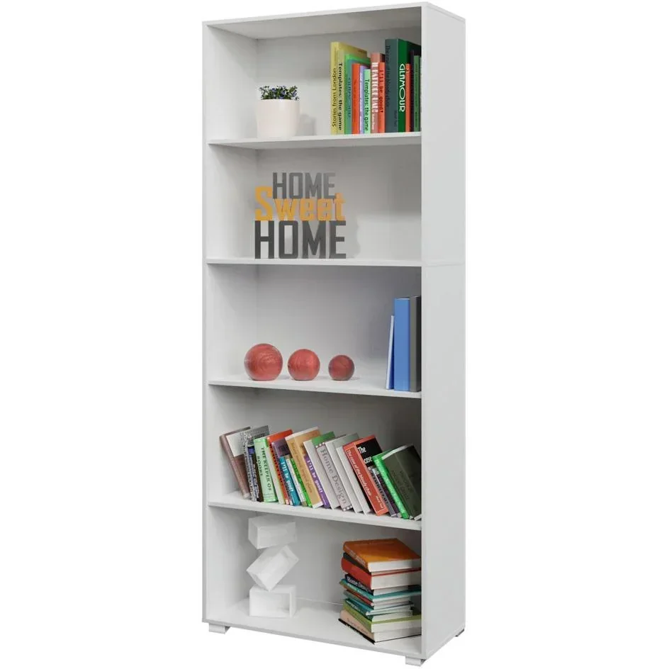 Bücherregal Vela mit 5 Fachböden weiß | 190 x 60 x 31 cm | Basic Skandinavien-Look
