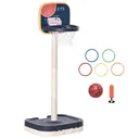 Kinder Basketballständer Basketballkorb einstellbar höhenverstellbar tragbar leicht mit Ball und Pumpe Lila+Weiß 58,5x56
