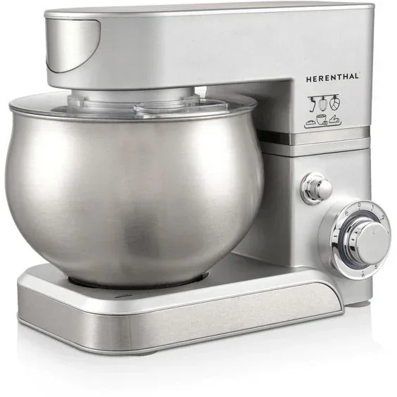 Herenthal Küchenmaschine PKM1000.472.1 - Standmixer - 1400 W - 5,0 Liter - Edelstahl - Silber