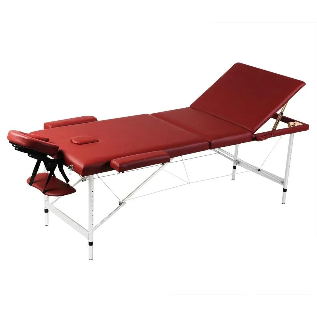 Klappbare Massageliege 3 Zonen mit Aluminiumrahmen (rot)