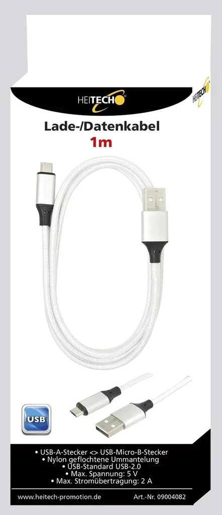 Lade-/Datenkabel 1m, USB-Micro-B-Stecker