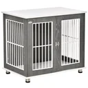 Hundekäfig aus Holz mit Tischoberfläche Schrank Kissen erhöhtes Design Hundebox Hundehütte Hundekisten für mittelgroße k