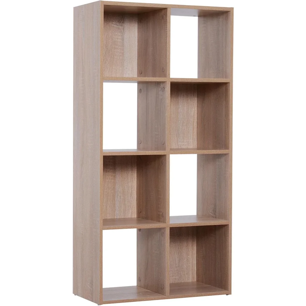 8 Fächer Bücherregal Wandregal Standregal Raumteiler Holz Natur 61,5 x 29,5 x 122,5 cm