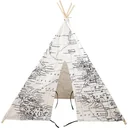 Weltkarte Tipi Zelt Schwarz / Weiß