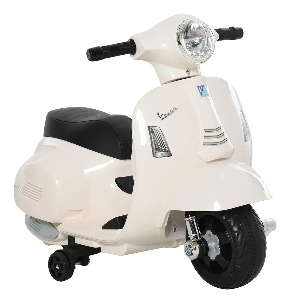 VESPA Elektromotorrad Kindermotorrad Elektrofahrzeug 18-36 Monate 3 km/h LED-Licht Sound PP-kunststoff Metall Weiß