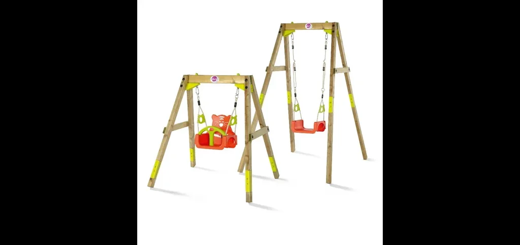 Mitwachsende Holzschaukel, Outdoor-Einzelschaukel für Babys und Kleinkinder, Schaukelseile höhenverstellbar, natur