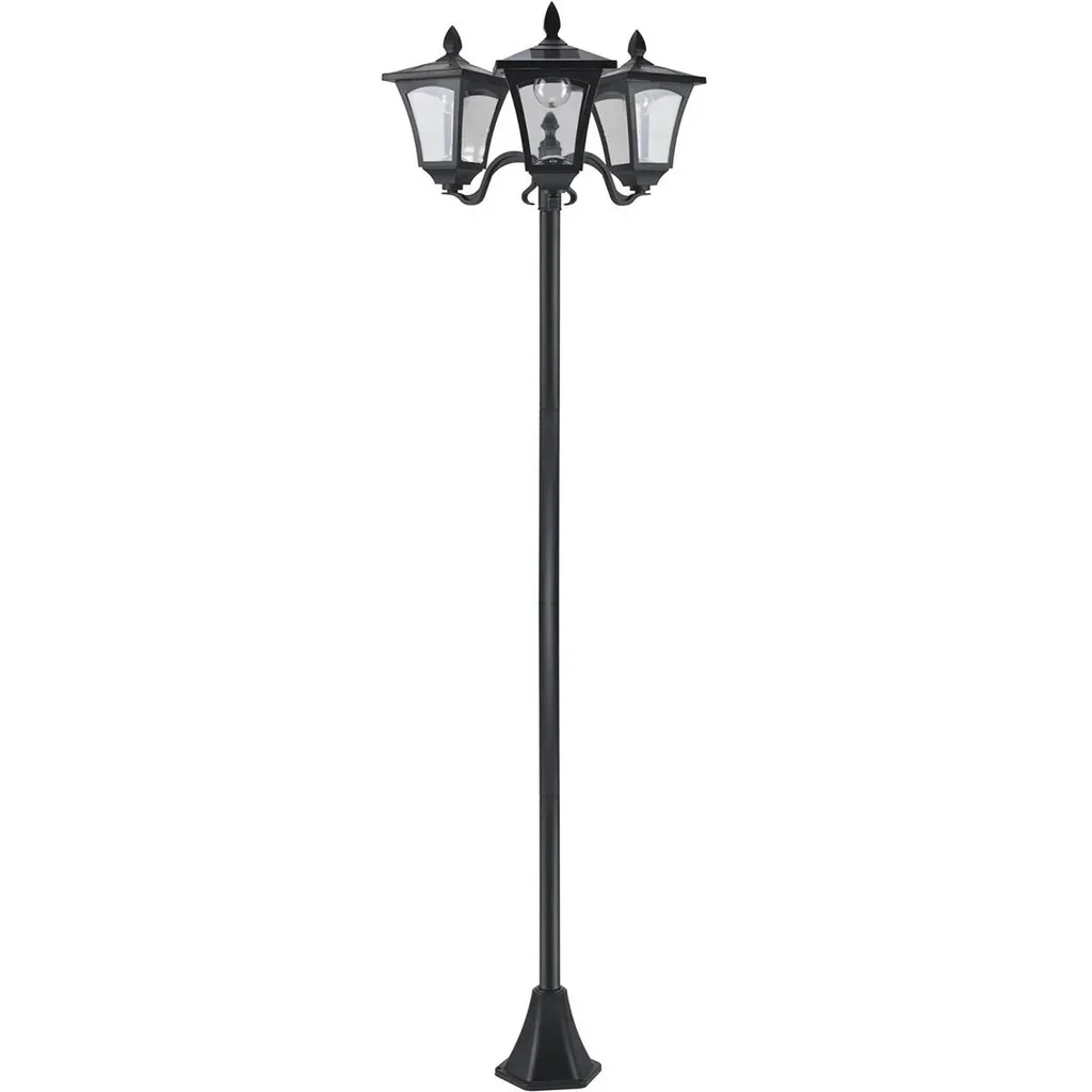 Solar Gartenlaterne mit 3 flammig Laterne Solarlaterne Wegleuchte mit LED 120 Lumen IP44 201 Edelstahl Schwarz 51,5 x 47